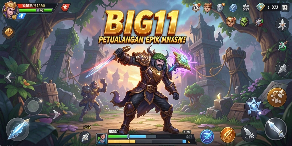 Screenshot dari gameplay BIG11 menunjukkan karakter yang beraksi di lingkungan petualangan yang menantang.