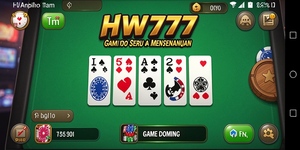 Screenshot gameplay HW777 yang menampilkan suasana pertandingan domino yang seru.