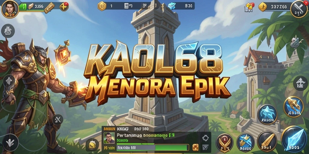 Tampilan dinamis gameplay KAOL68 dengan aksi menara pertahanan.