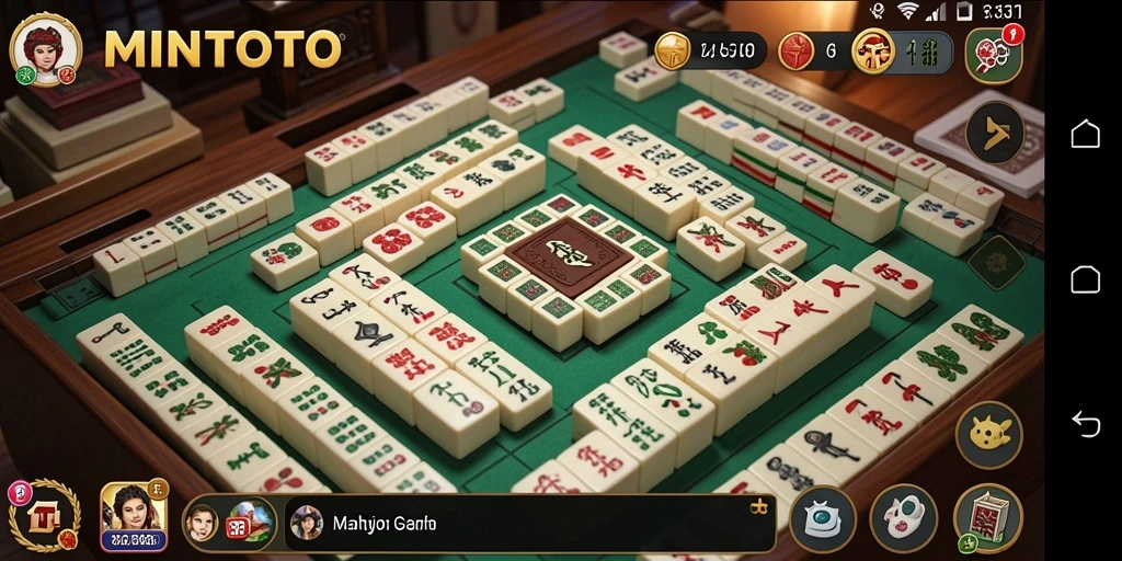 Tangkapan layar MINTOTO menampilkan gameplay Mahjong yang seru.
