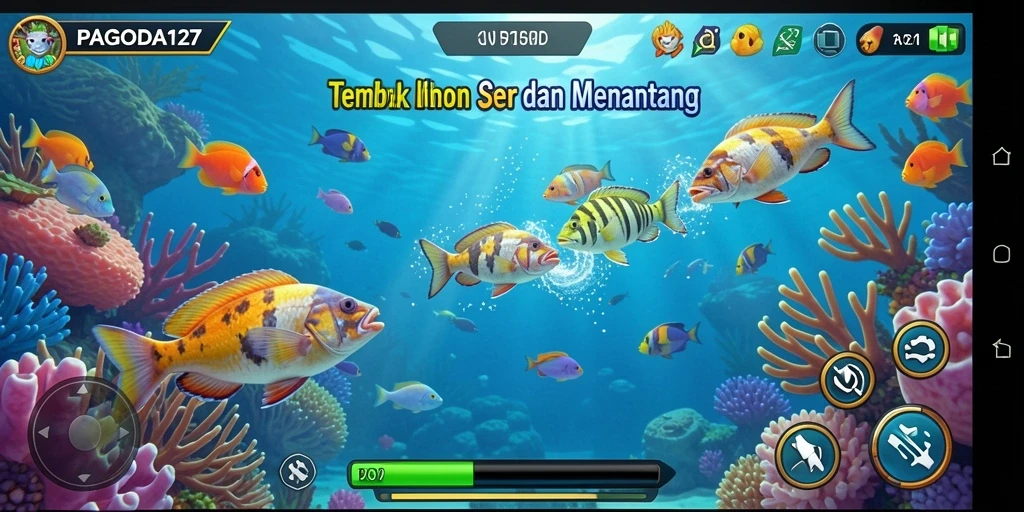 Screenshot dari gameplay tembak ikan yang seru di PAGODA127.