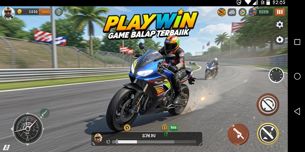 Tampilan gameplay balap motor yang seru dan menantang.