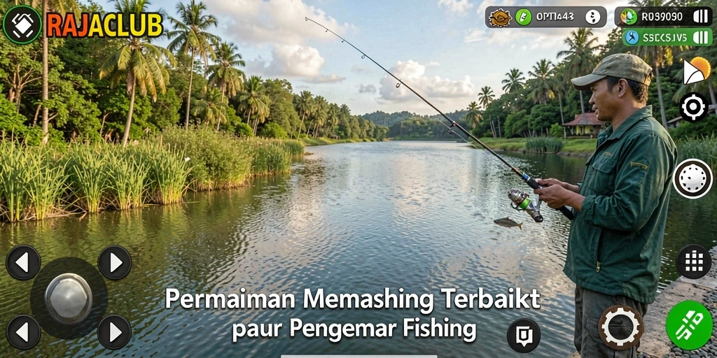 Tampilan menarik dari <strong>RAJACLUB</strong> saat memancing di pantai yang indah.