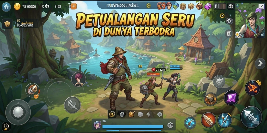 Tangkapan layar gameplay YOWESTOGEL menampilkan dunia Open World yang luas dan menarik.